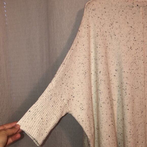 LOFT M Knit Poncho Turtleneck Sweater Ivory Black Specks - Picture 8 of 12